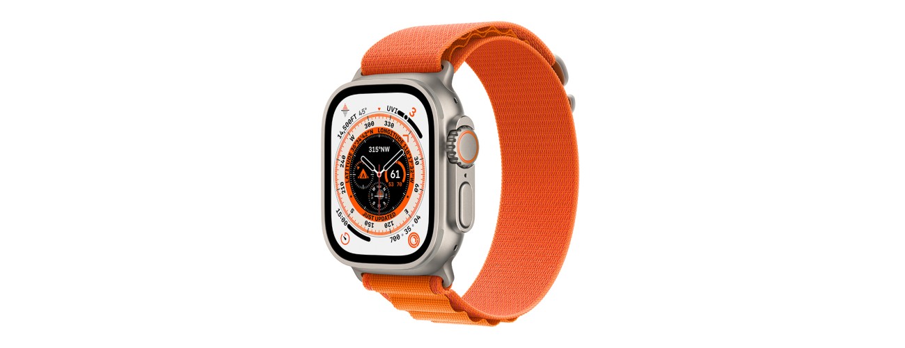 Apple Watch Ultra GPS + Cellular, 49mm Titanium Case with Orange Alpine Loop